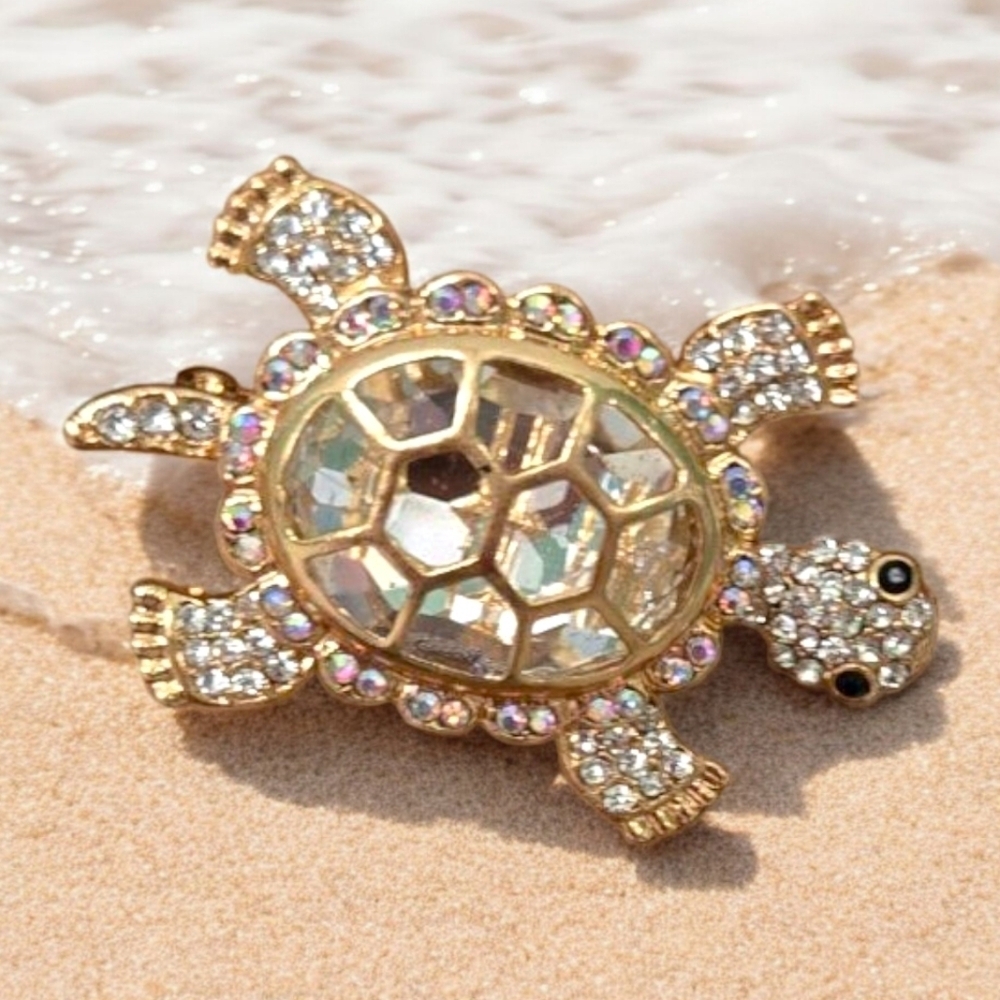 NEW! Rhinestone Turtle Brooch